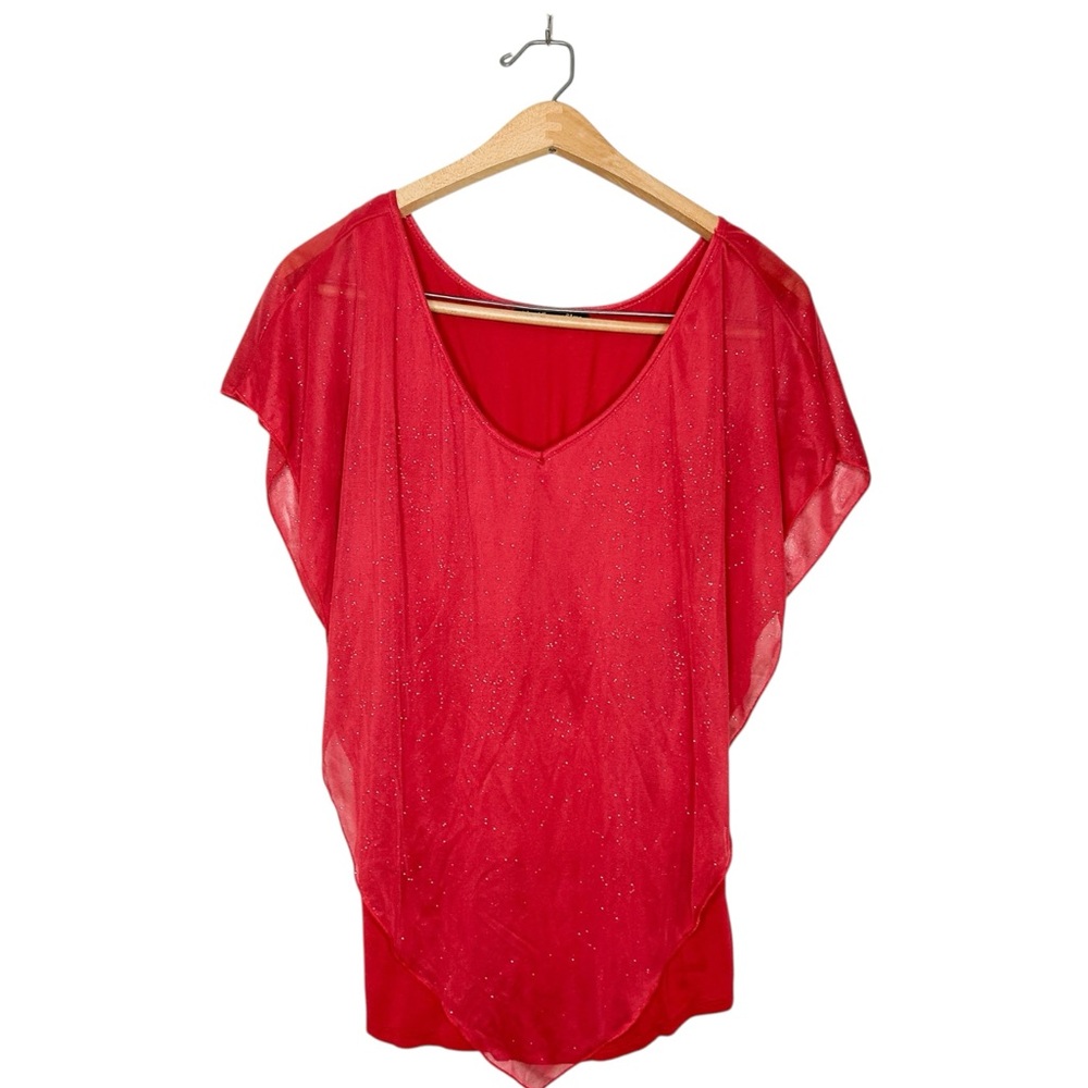 Y2K Vintage Always Indigo Sparkly Red Layeredโ Blouse Large L